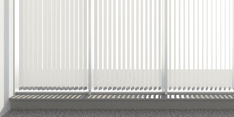 New vertical blinds in a big room.
